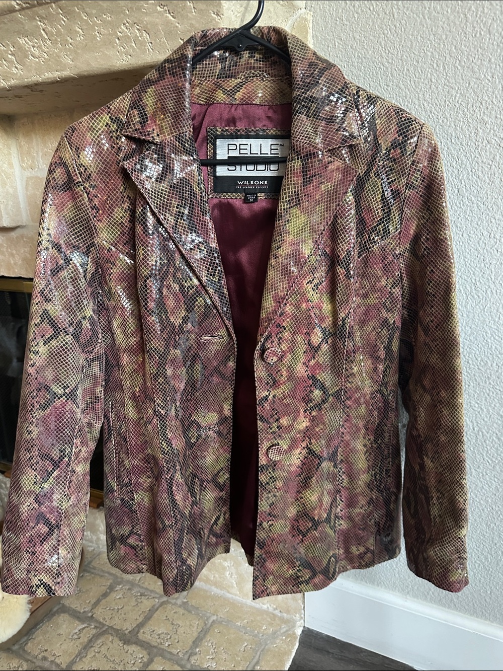 Y2K Snakeskin Print Leather Blazer Jacket by Wilson Pelle Studio, M